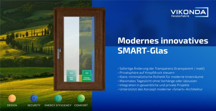 Fenster mit Smart-Folie — neue moderne Technologien